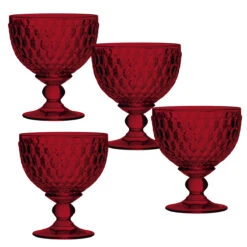 Villeroy And Boch 4" Boston Colored Champagne, Dessert Bowl Red Set Of 4